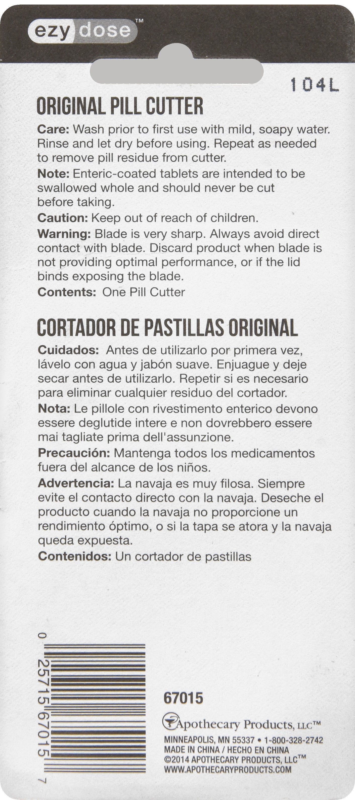 EZY DOSE PILL CUTTER 67015