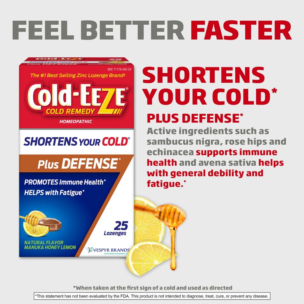 COLD-EEZE Plus Natural Mixed Berry Cold & Flu Zinc Lozenges Multi-Symptom 25 ct